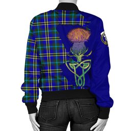 Scottish Hope Modern Tartan Family Crest with Thistle and Scotland Map Tartan Plaid Bomber Jacket Scottish Plaid Tartan Plaid - ScotsTee - scotstee.com