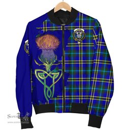 Scottish Hope Modern Tartan Family Crest with Thistle and Scotland Map Tartan Plaid Bomber Jacket Scottish Plaid Tartan Plaid - ScotsTee - scotstee.com