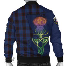 Scottish Home (Hume) Tartan Family Crest with Thistle and Scotland Map Tartan Plaid Bomber Jacket Scottish Plaid Tartan Plaid - ScotsTee - scotstee.com