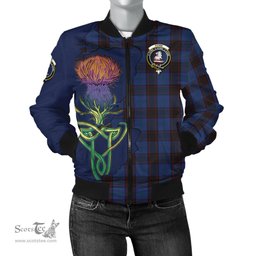 Scottish Home (Hume) Tartan Family Crest with Thistle and Scotland Map Tartan Plaid Bomber Jacket Scottish Plaid Tartan Plaid - ScotsTee - scotstee.com