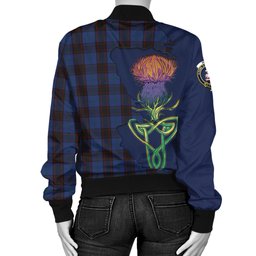 Scottish Home (Hume) Tartan Family Crest with Thistle and Scotland Map Tartan Plaid Bomber Jacket Scottish Plaid Tartan Plaid - ScotsTee - scotstee.com