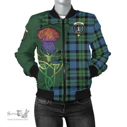 Scottish MacKay Ancient Tartan Family Crest with Thistle and Scotland Map Tartan Plaid Bomber Jacket Scottish Plaid Tartan Plaid - ScotsTee - scotstee.com