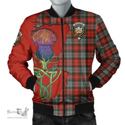 Scottish MacLachlan Weathered Tartan Family Crest with Thistle and Scotland Map Tartan Plaid Bomber Jacket Scottish Plaid Tartan Plaid - ScotsTee - scotstee.com