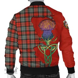 Scottish MacLachlan Weathered Tartan Family Crest with Thistle and Scotland Map Tartan Plaid Bomber Jacket Scottish Plaid Tartan Plaid - ScotsTee - scotstee.com