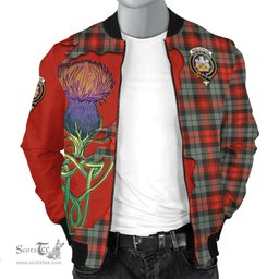 Scottish MacLachlan Weathered Tartan Family Crest with Thistle and Scotland Map Tartan Plaid Bomber Jacket Scottish Plaid Tartan Plaid - ScotsTee - scotstee.com