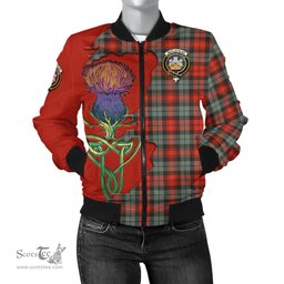 Scottish MacLachlan Weathered Tartan Family Crest with Thistle and Scotland Map Tartan Plaid Bomber Jacket Scottish Plaid Tartan Plaid - ScotsTee - scotstee.com