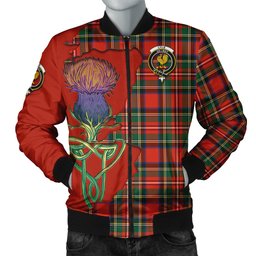 Scottish Lyle Tartan Family Crest with Thistle and Scotland Map Tartan Plaid Bomber Jacket Scottish Plaid Tartan Plaid - ScotsTee - scotstee.com