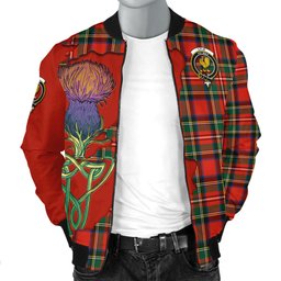 Scottish Lyle Tartan Family Crest with Thistle and Scotland Map Tartan Plaid Bomber Jacket Scottish Plaid Tartan Plaid - ScotsTee - scotstee.com