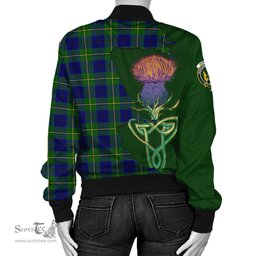 Scottish Johnston Modern Tartan Family Crest with Thistle and Scotland Map Tartan Plaid Bomber Jacket Scottish Plaid Tartan Plaid - ScotsTee - scotstee.com