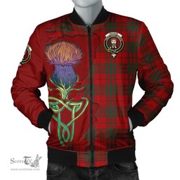 Scottish MacNab Tartan Family Crest with Thistle and Scotland Map Tartan Plaid Bomber Jacket Scottish Plaid Tartan Plaid - ScotsTee - scotstee.com