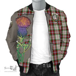 Scottish MacLean Dress Tartan Family Crest with Thistle and Scotland Map Tartan Plaid Bomber Jacket Scottish Plaid Tartan Plaid - ScotsTee - scotstee.com