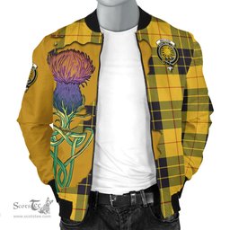 Scottish MacLeod of Lewis Ancient Tartan Family Crest with Thistle and Scotland Map Tartan Plaid Bomber Jacket Scottish Plaid Tartan Plaid - ScotsTee - scotstee.com