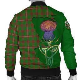 Scottish MacKinnon Hunting Modern Tartan Family Crest with Thistle and Scotland Map Tartan Plaid Bomber Jacket Scottish Plaid Tartan Plaid - ScotsTee - scotstee.com