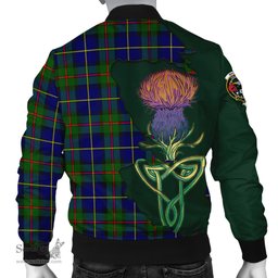 Scottish MacLeod of Harris Modern Tartan Family Crest with Thistle and Scotland Map Tartan Plaid Bomber Jacket Scottish Plaid Tartan Plaid - ScotsTee - scotstee.com