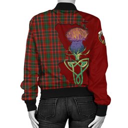 Scottish MacInnes Hastie Tartan Family Crest with Thistle and Scotland Map Tartan Plaid Bomber Jacket Scottish Plaid Tartan Plaid - ScotsTee - scotstee.com