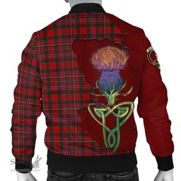 Scottish MacAlister Tartan Family Crest with Thistle and Scotland Map Tartan Plaid Bomber Jacket Scottish Plaid Tartan Plaid - ScotsTee - scotstee.com