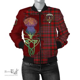 Scottish MacAlister Tartan Family Crest with Thistle and Scotland Map Tartan Plaid Bomber Jacket Scottish Plaid Tartan Plaid - ScotsTee - scotstee.com