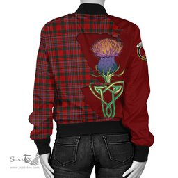 Scottish MacAlister Tartan Family Crest with Thistle and Scotland Map Tartan Plaid Bomber Jacket Scottish Plaid Tartan Plaid - ScotsTee - scotstee.com