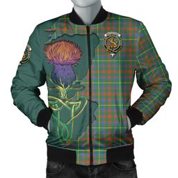 Scottish MacKintosh Hunting Ancient Tartan Family Crest with Thistle and Scotland Map Tartan Plaid Bomber Jacket Scottish Plaid Tartan Plaid - ScotsTee - scotstee.com