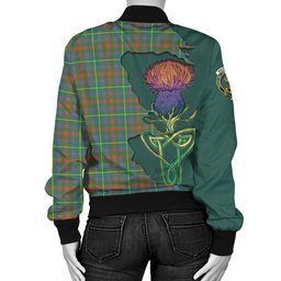 Scottish MacKintosh Hunting Ancient Tartan Family Crest with Thistle and Scotland Map Tartan Plaid Bomber Jacket Scottish Plaid Tartan Plaid - ScotsTee - scotstee.com