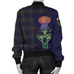 Scottish Lumsden Hunting Tartan Family Crest with Thistle and Scotland Map Tartan Plaid Bomber Jacket Scottish Plaid Tartan Plaid - ScotsTee - scotstee.com
