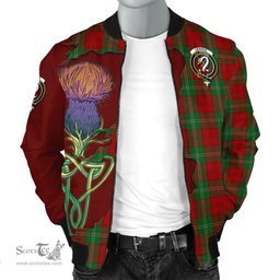 Scottish Lennox Tartan Family Crest with Thistle and Scotland Map Tartan Plaid Bomber Jacket Scottish Plaid Tartan Plaid - ScotsTee - scotstee.com