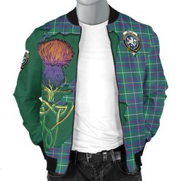 Scottish Inglis Ancient Tartan Family Crest with Thistle and Scotland Map Tartan Plaid Bomber Jacket Scottish Plaid Tartan Plaid - ScotsTee - scotstee.com