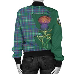 Scottish Inglis Ancient Tartan Family Crest with Thistle and Scotland Map Tartan Plaid Bomber Jacket Scottish Plaid Tartan Plaid - ScotsTee - scotstee.com