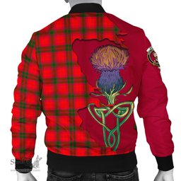 Scottish MacNab Modern Tartan Family Crest with Thistle and Scotland Map Tartan Plaid Bomber Jacket Scottish Plaid Tartan Plaid - ScotsTee - scotstee.com