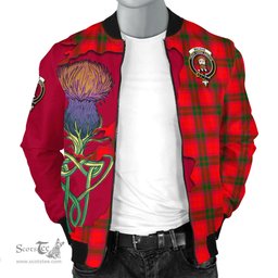 Scottish MacNab Modern Tartan Family Crest with Thistle and Scotland Map Tartan Plaid Bomber Jacket Scottish Plaid Tartan Plaid - ScotsTee - scotstee.com