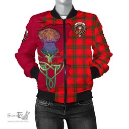 Scottish MacNab Modern Tartan Family Crest with Thistle and Scotland Map Tartan Plaid Bomber Jacket Scottish Plaid Tartan Plaid - ScotsTee - scotstee.com