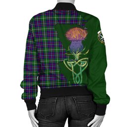 Scottish Inglis Modern Tartan Family Crest with Thistle and Scotland Map Tartan Plaid Bomber Jacket Scottish Plaid Tartan Plaid - ScotsTee - scotstee.com