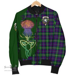 Scottish Inglis Modern Tartan Family Crest with Thistle and Scotland Map Tartan Plaid Bomber Jacket Scottish Plaid Tartan Plaid - ScotsTee - scotstee.com