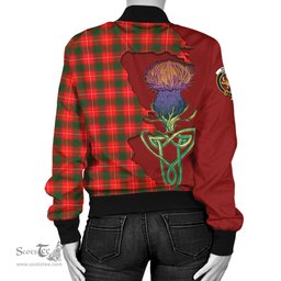 Scottish MacFie Modern Tartan Family Crest with Thistle and Scotland Map Tartan Plaid Bomber Jacket Scottish Plaid Tartan Plaid - ScotsTee - scotstee.com