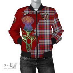 Scottish MacCulloch Dress Tartan Family Crest with Thistle and Scotland Map Tartan Plaid Bomber Jacket Scottish Plaid Tartan Plaid - ScotsTee - scotstee.com