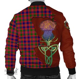 Scottish MacIntyre Modern Tartan Family Crest with Thistle and Scotland Map Tartan Plaid Bomber Jacket Scottish Plaid Tartan Plaid - ScotsTee - scotstee.com