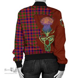 Scottish MacIntyre Modern Tartan Family Crest with Thistle and Scotland Map Tartan Plaid Bomber Jacket Scottish Plaid Tartan Plaid - ScotsTee - scotstee.com