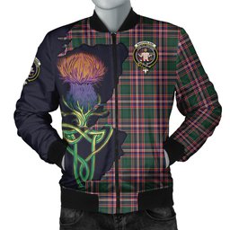Scottish MacFarlane Hunting Modern Tartan Family Crest with Thistle and Scotland Map Tartan Plaid Bomber Jacket Scottish Plaid Tartan Plaid - ScotsTee - scotstee.com