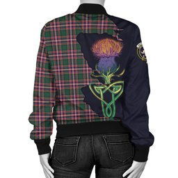 Scottish MacFarlane Hunting Modern Tartan Family Crest with Thistle and Scotland Map Tartan Plaid Bomber Jacket Scottish Plaid Tartan Plaid - ScotsTee - scotstee.com
