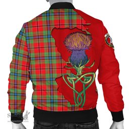 Scottish MacLean of Duart Modern Tartan Family Crest with Thistle and Scotland Map Tartan Plaid Bomber Jacket Scottish Plaid Tartan Plaid - ScotsTee - scotstee.com