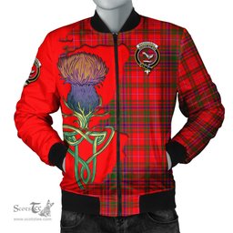Scottish MacDougall Modern Tartan Family Crest with Thistle and Scotland Map Tartan Plaid Bomber Jacket Scottish Plaid Tartan Plaid - ScotsTee - scotstee.com