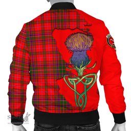 Scottish MacDougall Modern Tartan Family Crest with Thistle and Scotland Map Tartan Plaid Bomber Jacket Scottish Plaid Tartan Plaid - ScotsTee - scotstee.com