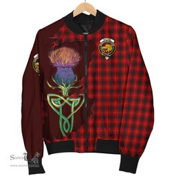 Scottish MacIver Tartan Family Crest with Thistle and Scotland Map Tartan Plaid Bomber Jacket Scottish Plaid Tartan Plaid - ScotsTee - scotstee.com
