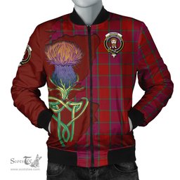Scottish MacNab Old Tartan Family Crest with Thistle and Scotland Map Tartan Plaid Bomber Jacket Scottish Plaid Tartan Plaid - ScotsTee - scotstee.com