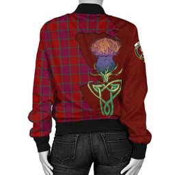 Scottish MacNab Old Tartan Family Crest with Thistle and Scotland Map Tartan Plaid Bomber Jacket Scottish Plaid Tartan Plaid - ScotsTee - scotstee.com