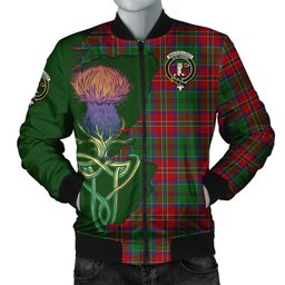 Scottish MacCulloch Tartan Family Crest with Thistle and Scotland Map Tartan Plaid Bomber Jacket Scottish Plaid Tartan Plaid - ScotsTee - scotstee.com