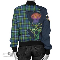 Scottish MacNeil of Barra Ancient Tartan Family Crest with Thistle and Scotland Map Tartan Plaid Bomber Jacket Scottish Plaid Tartan Plaid - ScotsTee - scotstee.com