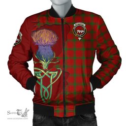 Scottish MacDonald of Sleat Tartan Family Crest with Thistle and Scotland Map Tartan Plaid Bomber Jacket Scottish Plaid Tartan Plaid - ScotsTee - scotstee.com