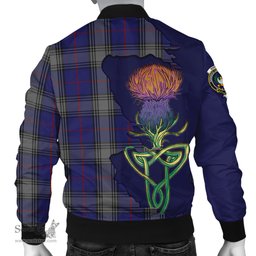 Scottish Kinnaird Tartan Family Crest with Thistle and Scotland Map Tartan Plaid Bomber Jacket Scottish Plaid Tartan Plaid - ScotsTee - scotstee.com