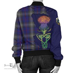 Scottish Kinnaird Tartan Family Crest with Thistle and Scotland Map Tartan Plaid Bomber Jacket Scottish Plaid Tartan Plaid - ScotsTee - scotstee.com